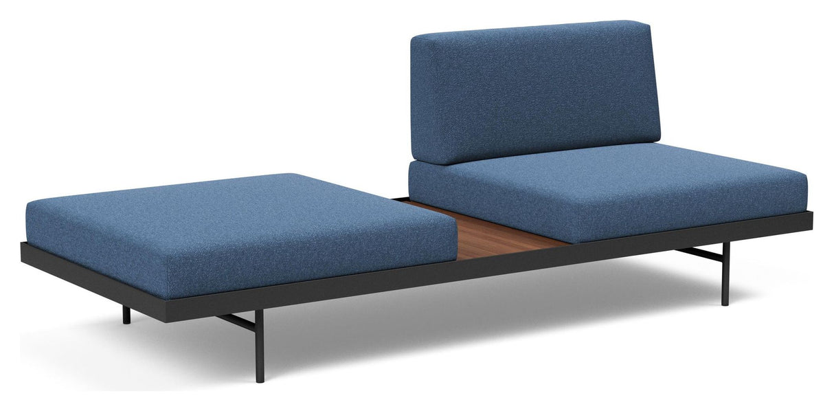 Puri Daybed m. valnødde bord, Bouclé/Blue - Unoliving.com