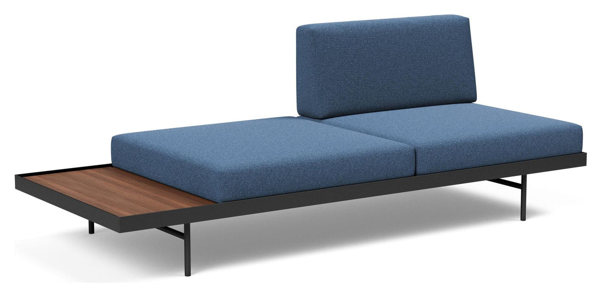 Puri Daybed m. valnødde bord, Bouclé/Blue - Unoliving.com