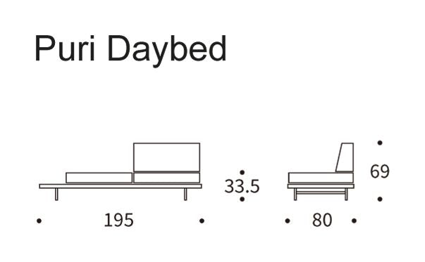 Puri Daybed m. valnødde bord, Natural