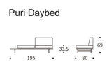 Puri Daybed m. valnødde bord, Natural