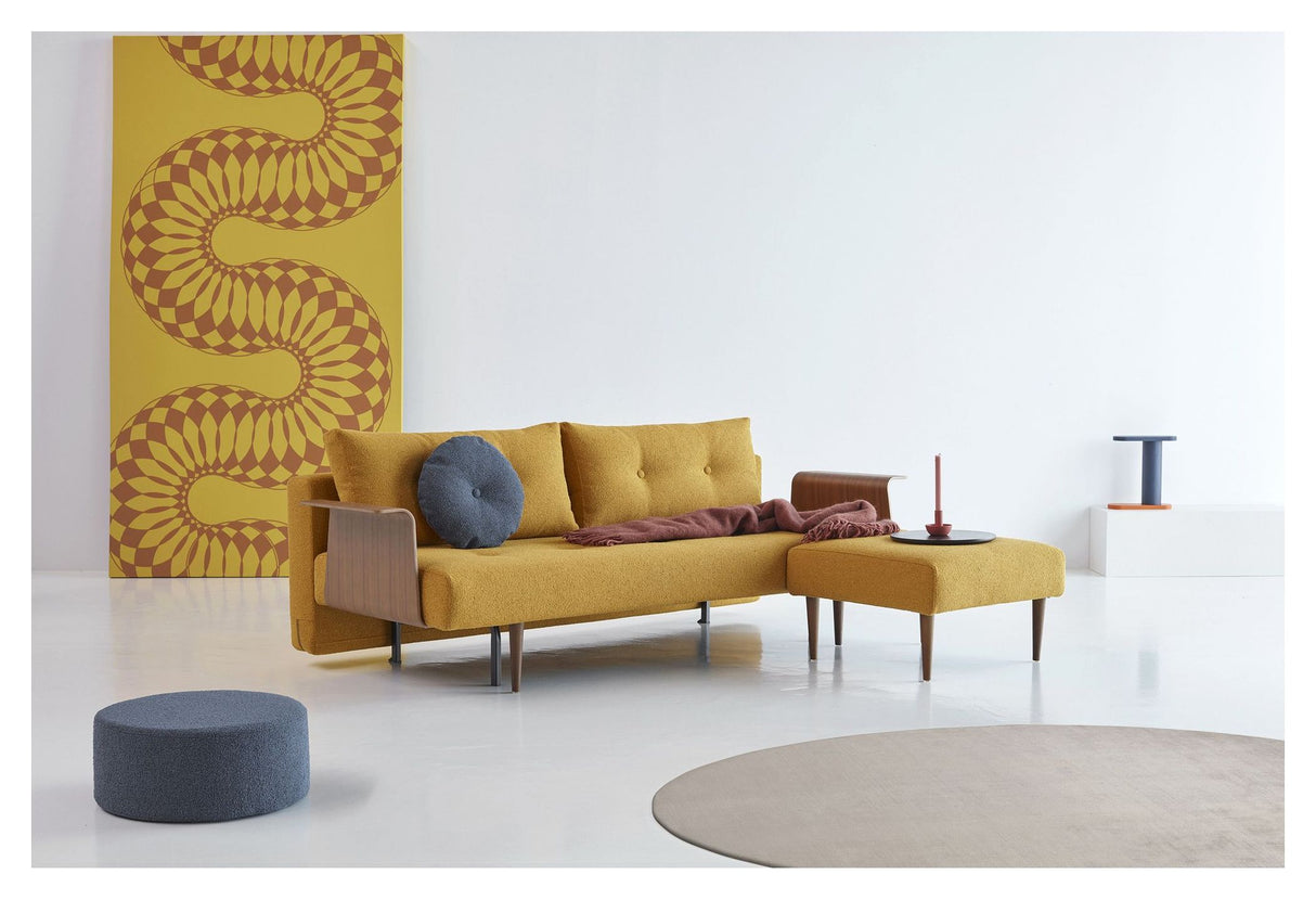 Recast Plus Sovesofa Dark Styletto m. armelæn, Bouclé/Ochre - Unoliving.com