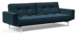 Splitback Chrome Sovesofa m. armlæn, Argus/Navy Blue - Unoliving.com