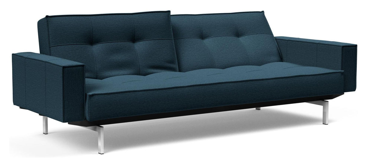 Splitback Chrome Sovesofa m. armlæn, Argus/Navy Blue - Unoliving.com