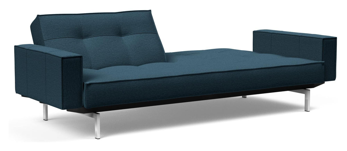 Splitback Chrome Sovesofa m. armlæn, Argus/Navy Blue - Unoliving.com