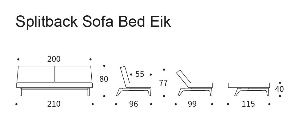 Splitback Eik Sovesofa, Røget eg, Flashtex, Dark grey - Unoliving.com