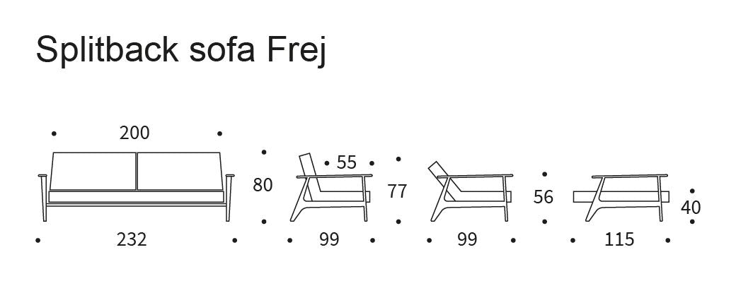 Splitback Frej Sovesofa, Eg, Argus/Navy Blue - Unoliving.com