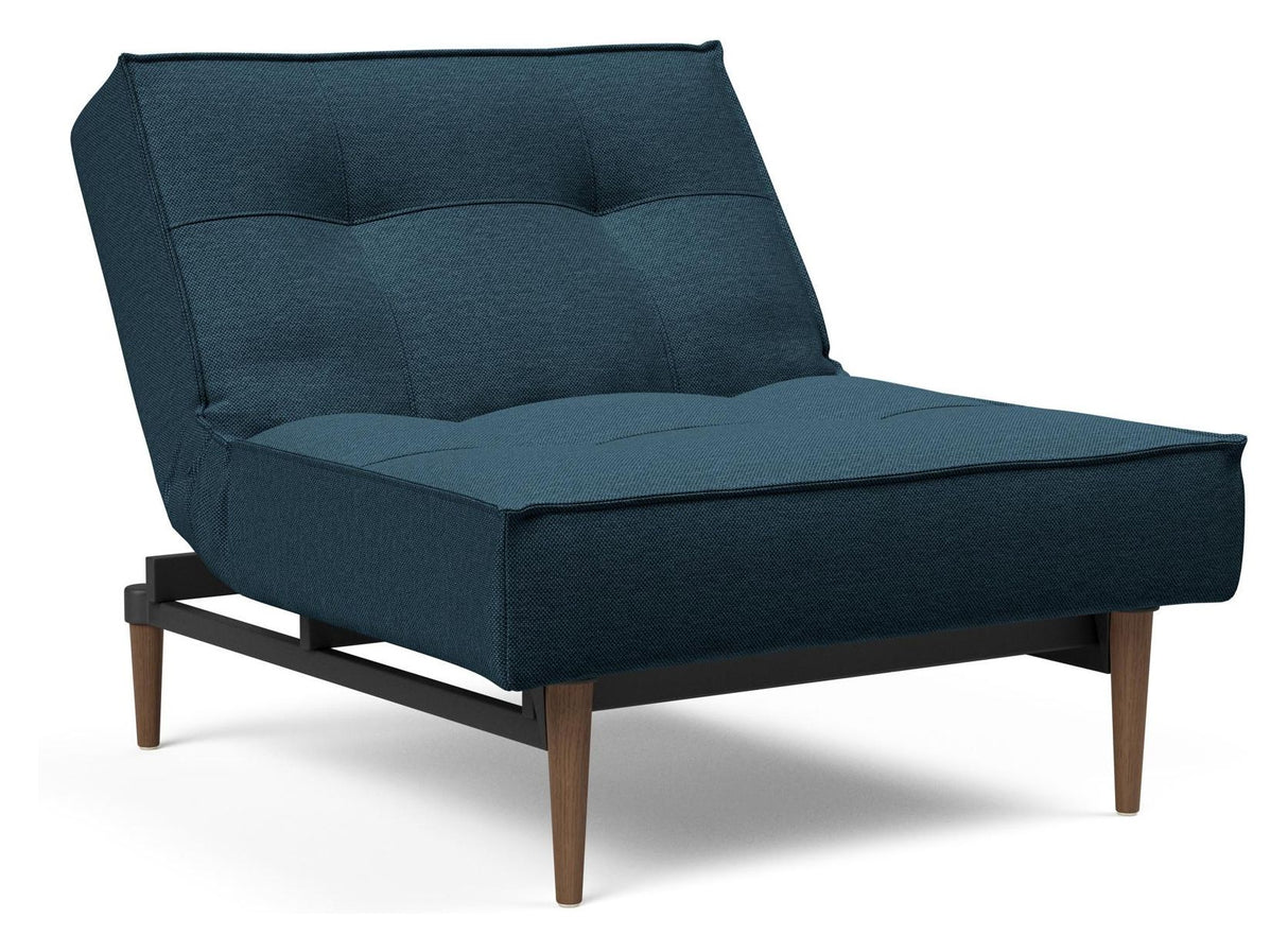 Splitback Styletto Loungestol, Mørk træ, Argus/Navy Blue - Unoliving.com