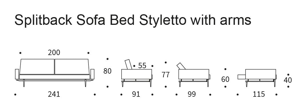 Splitback Styletto Sovesofa m. armlæn, Lys træ, Argus/Navy Blue - Unoliving.com