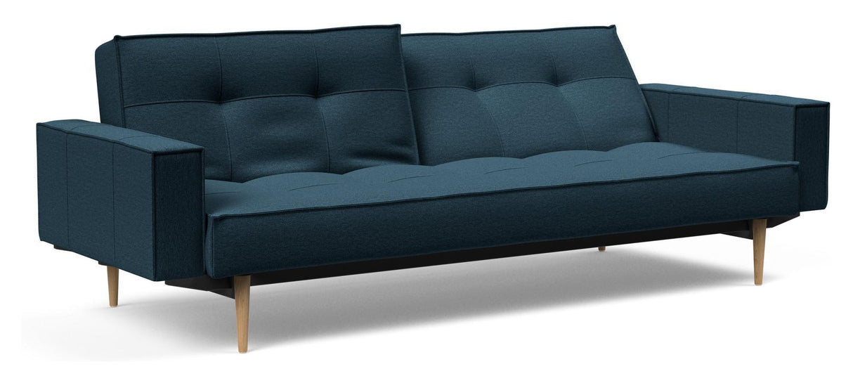 Splitback Styletto Sovesofa m. armlæn, Lys træ, Argus/Navy Blue - Unoliving.com