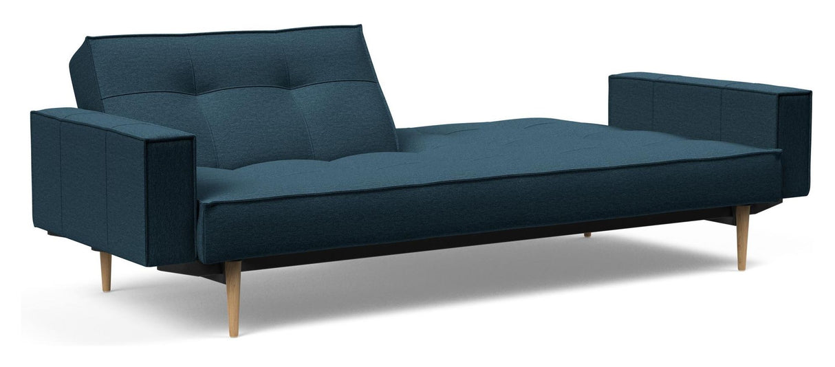 Splitback Styletto Sovesofa m. armlæn, Lys træ, Argus/Navy Blue - Unoliving.com