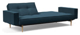 Splitback Styletto Sovesofa m. armlæn, Lys træ, Argus/Navy Blue - Unoliving.com