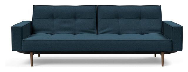 Splitback Styletto Sovesofa m. armlæn, Mørk træ, Argus/Navy Blue - Unoliving.com