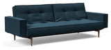 Splitback Styletto Sovesofa m. armlæn, Mørk træ, Argus/Navy Blue - Unoliving.com