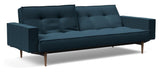 Splitback Styletto Sovesofa m. armlæn, Mørk træ, Argus/Navy Blue - Unoliving.com