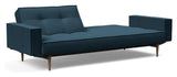 Splitback Styletto Sovesofa m. armlæn, Mørk træ, Argus/Navy Blue - Unoliving.com