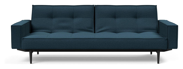 Splitback Styletto Sovesofa m. armlæn, Sort, Argus/Navy Blue - Unoliving.com