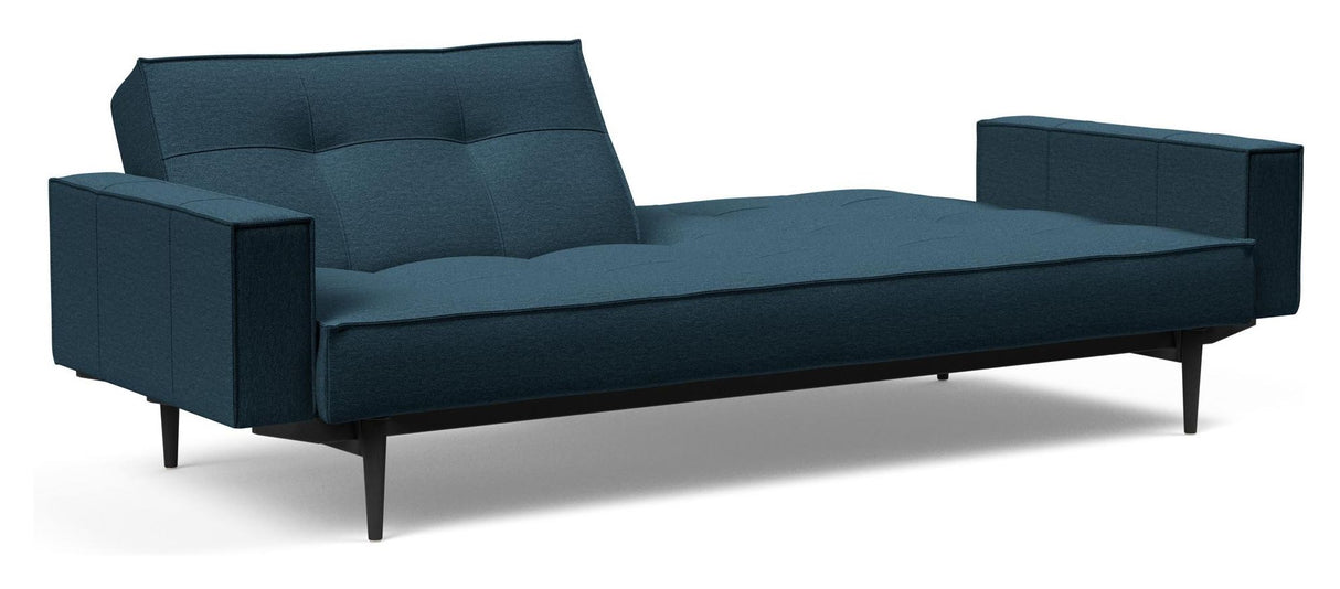 Splitback Styletto Sovesofa m. armlæn, Sort, Argus/Navy Blue - Unoliving.com