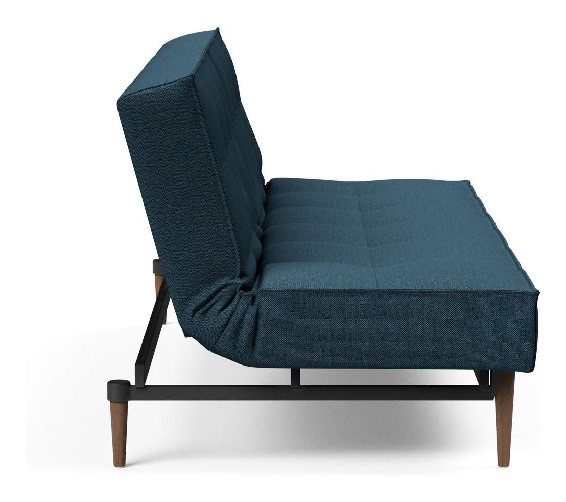 Splitback Styletto Sovesofa, Mørk træ, Argus/Navy Blue - Unoliving.com