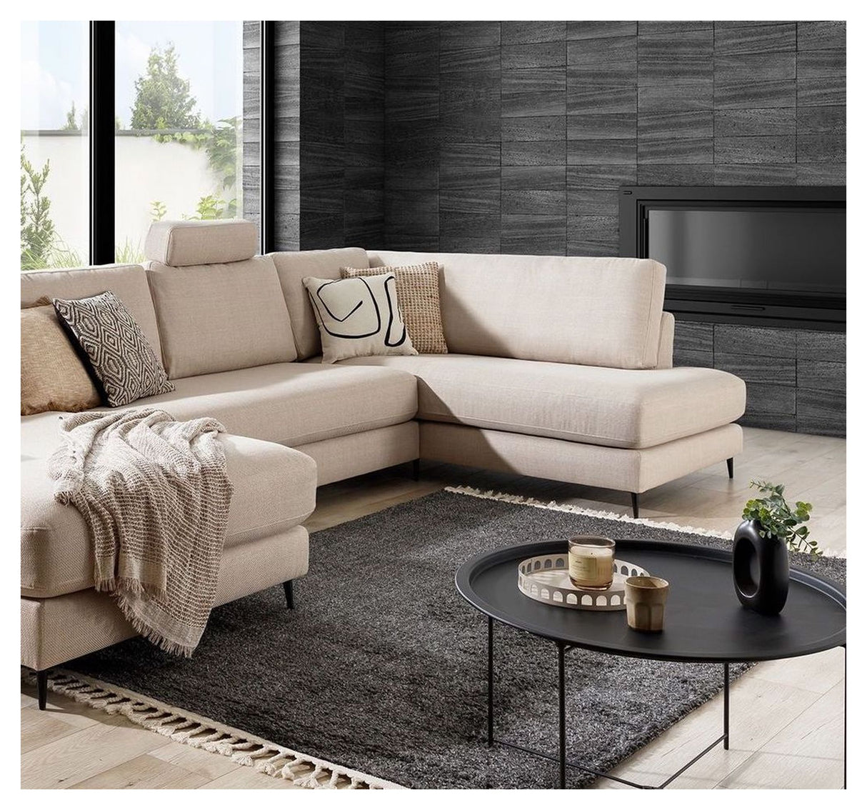 Bernadotte U-sofa, open end højre, Beige