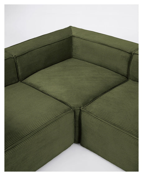 Blok 4-pers. Hjørnesofa, 320x230, Grøn fløjl - Unoliving.com