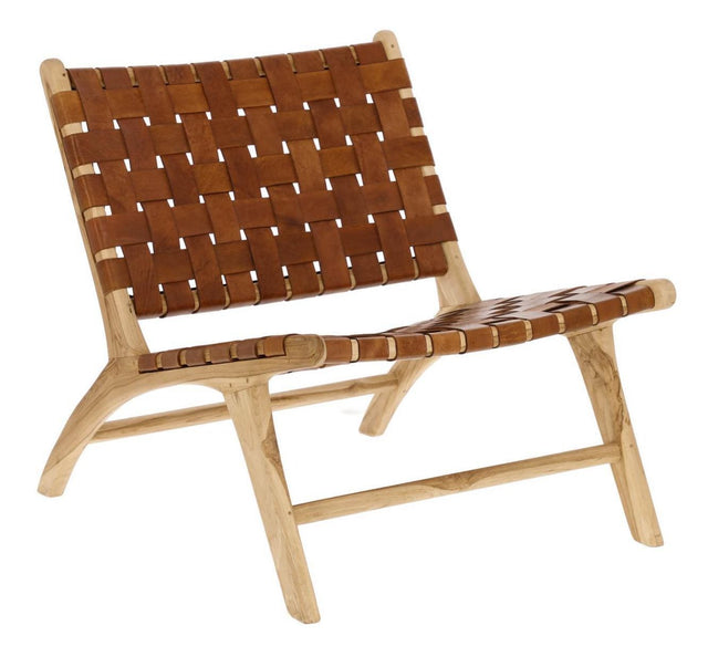 Calixta Loungestol, Teak/Læder - Unoliving.com