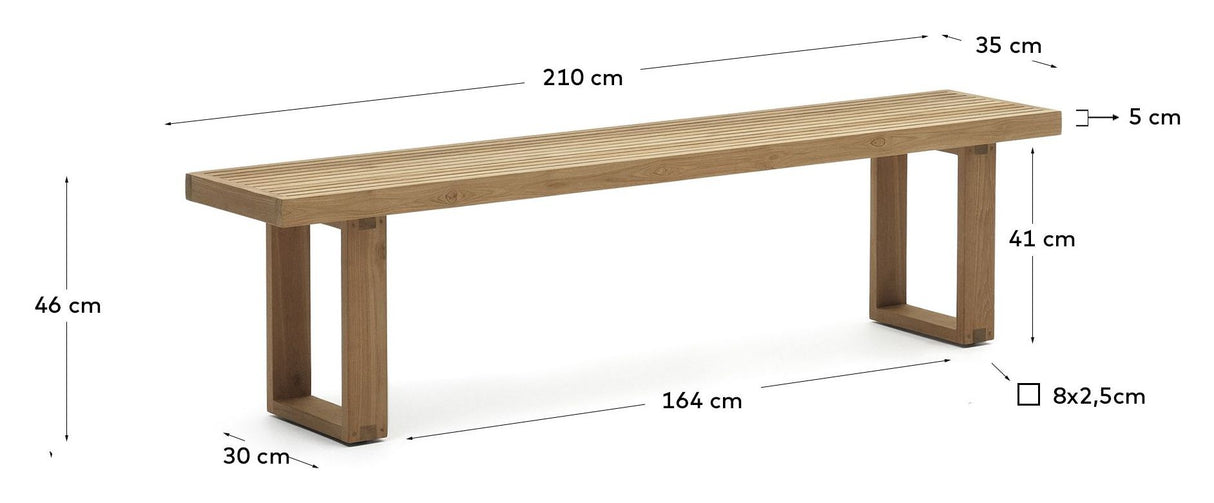 Canadell Bænk, Natur teak, B:210