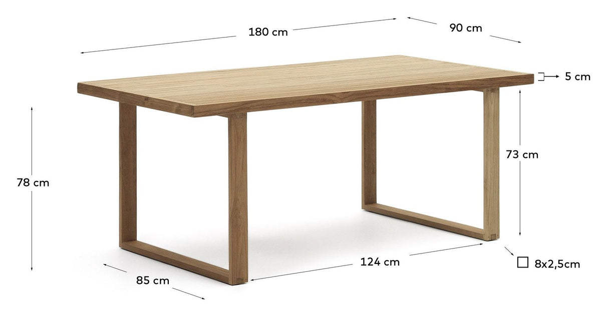 Canadell Havebord, Natur teak, 180x90