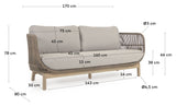 Catalina 3-pers. Loungesofa m. beige reb, Acacietræ