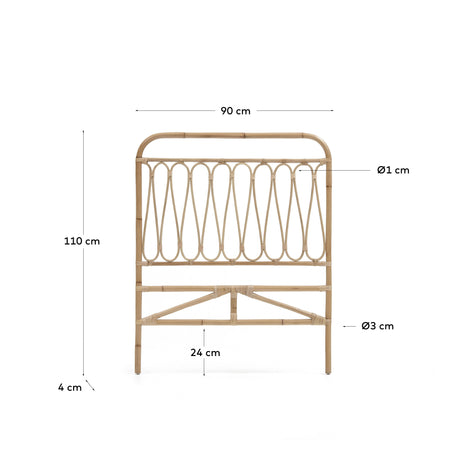 Caterina Sengegavl af rattan, 90 cm