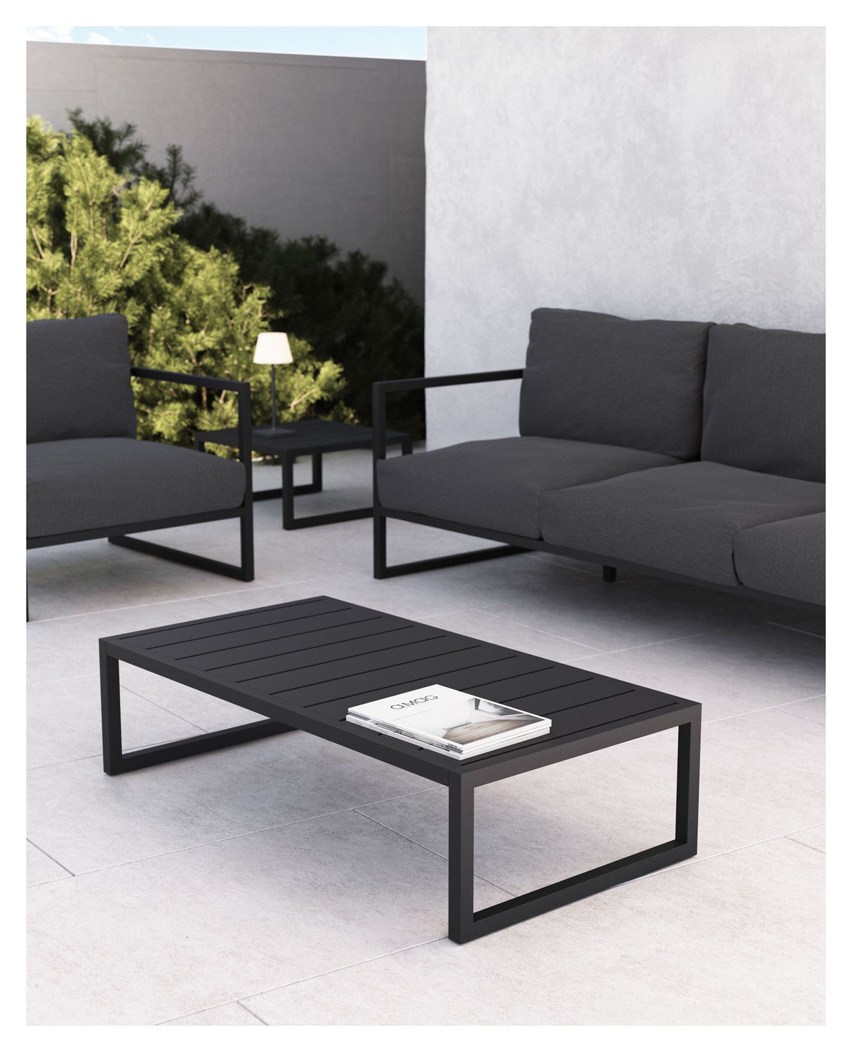 Comova Loungebord 60x114, Sort aluminium - Unoliving.com