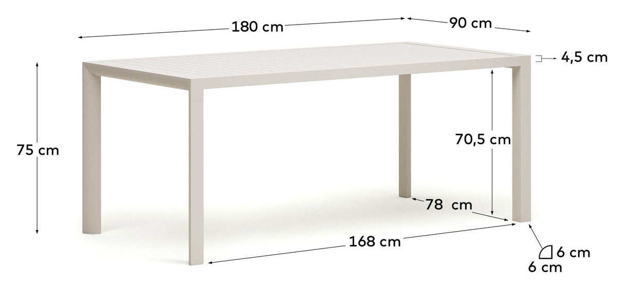 Culip Havebord, Hvid alu, 180x90