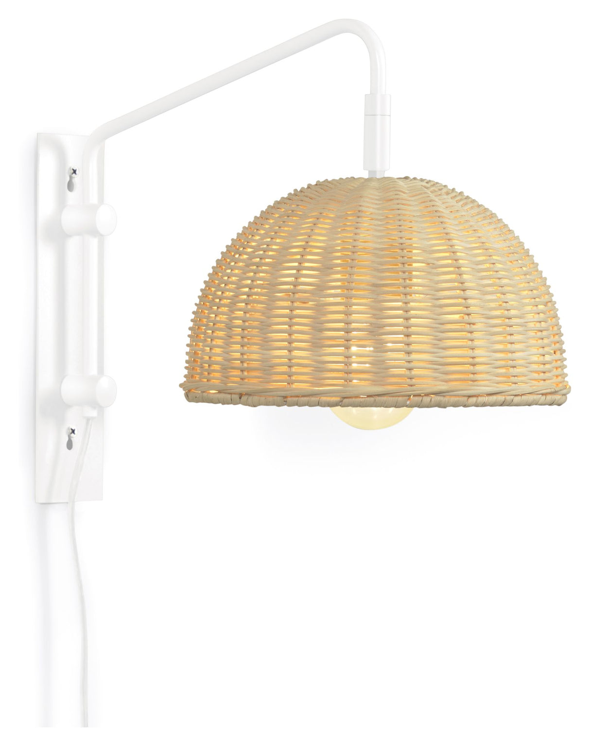 Damila Væglampe, Hvid metal/Rattan - Unoliving.com