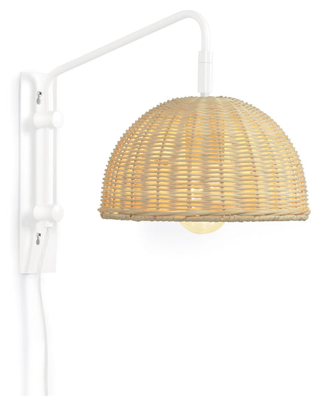 Damila Væglampe, Hvid metal/Rattan - Unoliving.com