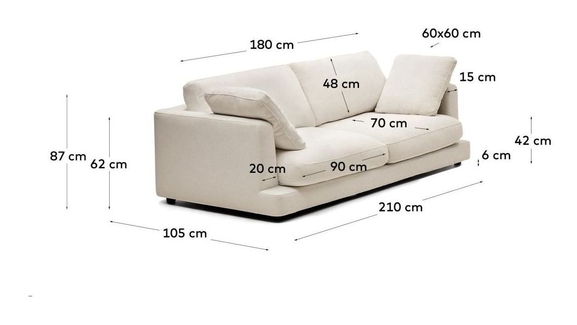 Gala 3-pers. sofa, Beige Chenillestof