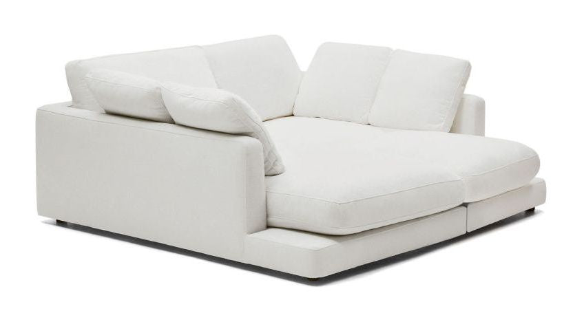 Gala 3-pers. sofa m. dobbelt chaiselong, Hvid Chenillestof - Unoliving.com