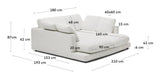 Gala 3-pers. sofa m. dobbelt chaiselong, Hvid Chenillestof - Unoliving.com