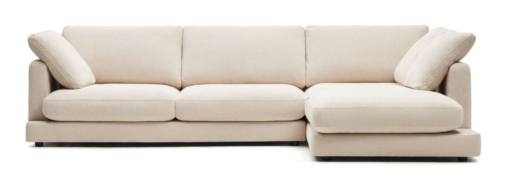 Gala 4-pers. sofa m. chaiselong i højre side, Beige Chenillestof