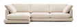 Gala 4-pers. sofa m. chaiselong i venstre side, Beige Chenillestof - Unoliving.com