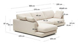 Gala 4-pers. sofa m. chaiselong i venstre side, Beige Chenillestof - Unoliving.com