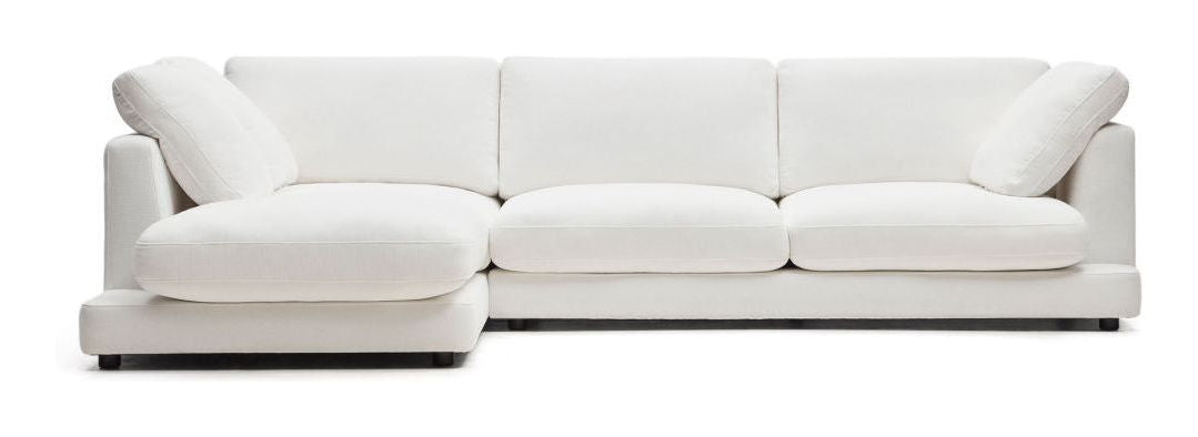 Gala 4-pers. sofa m. chaiselong i venstre side, Hvid Chenillestof - Unoliving.com