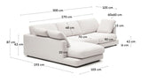 Gala 4-pers. sofa m. chaiselong i venstre side, Hvid Chenillestof - Unoliving.com