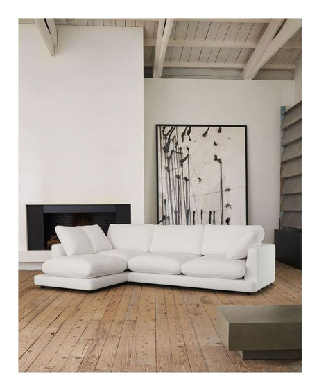 Gala 4-pers. sofa m. chaiselong i venstre side, Hvid Chenillestof - Unoliving.com