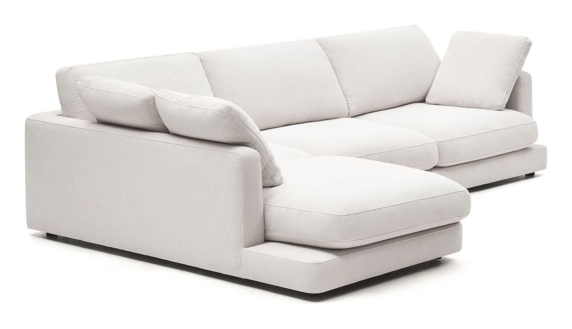 Gala 4-pers. sofa m. chaiselong i venstre side, Hvid Chenillestof - Unoliving.com