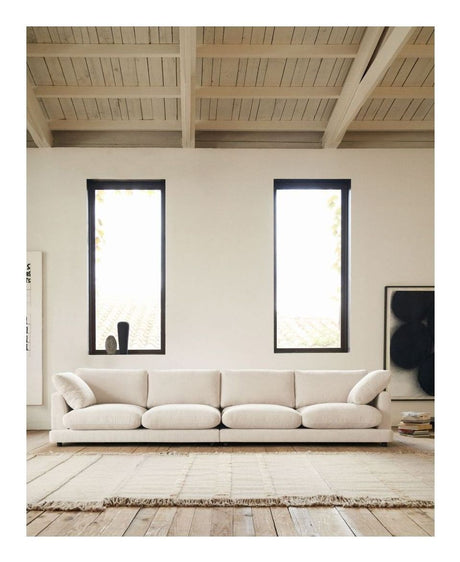 Gala 6-pers. sofa, Beige Chenillestof - Unoliving.com