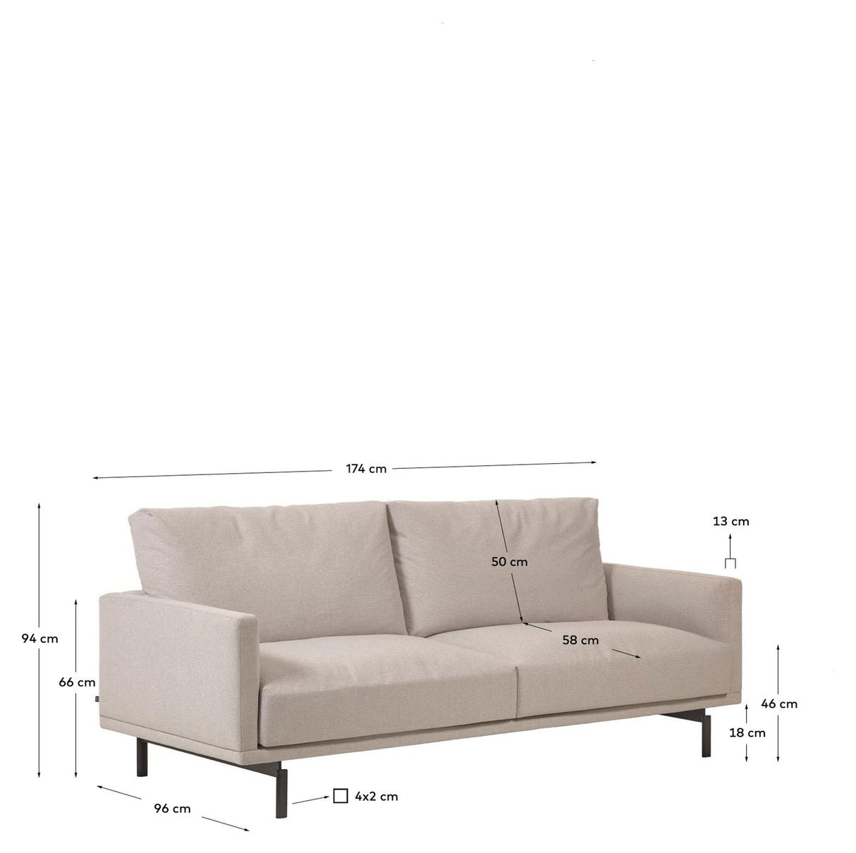 Galene 3-pers. Sofa, B174, Beige chenille - Unoliving.com