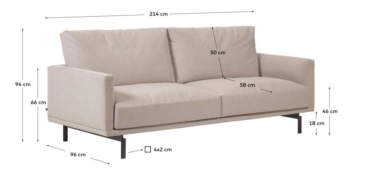 Galene 3-pers sofa - Beige - Unoliving.com