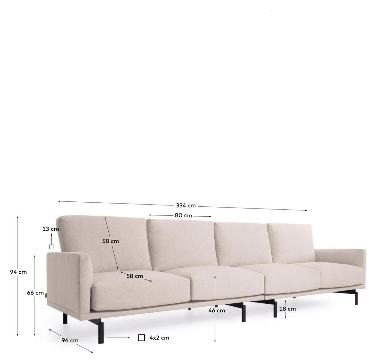 Galene 4-pers. Sofa, B334, Beige chenille - Unoliving.com