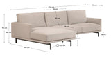 Galene 4-pers sofa m. venstre chaiselong - Beige - Unoliving.com