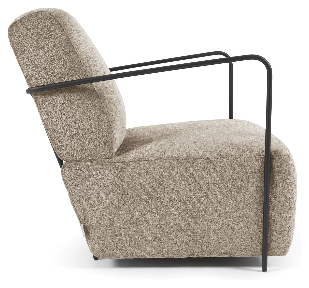 Gamer Loungestol, Beige chenille/Sort metal - Unoliving.com