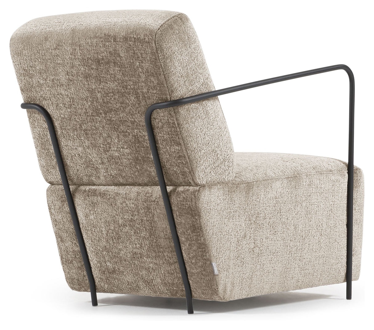 Gamer Loungestol, Beige chenille/Sort metal - Unoliving.com